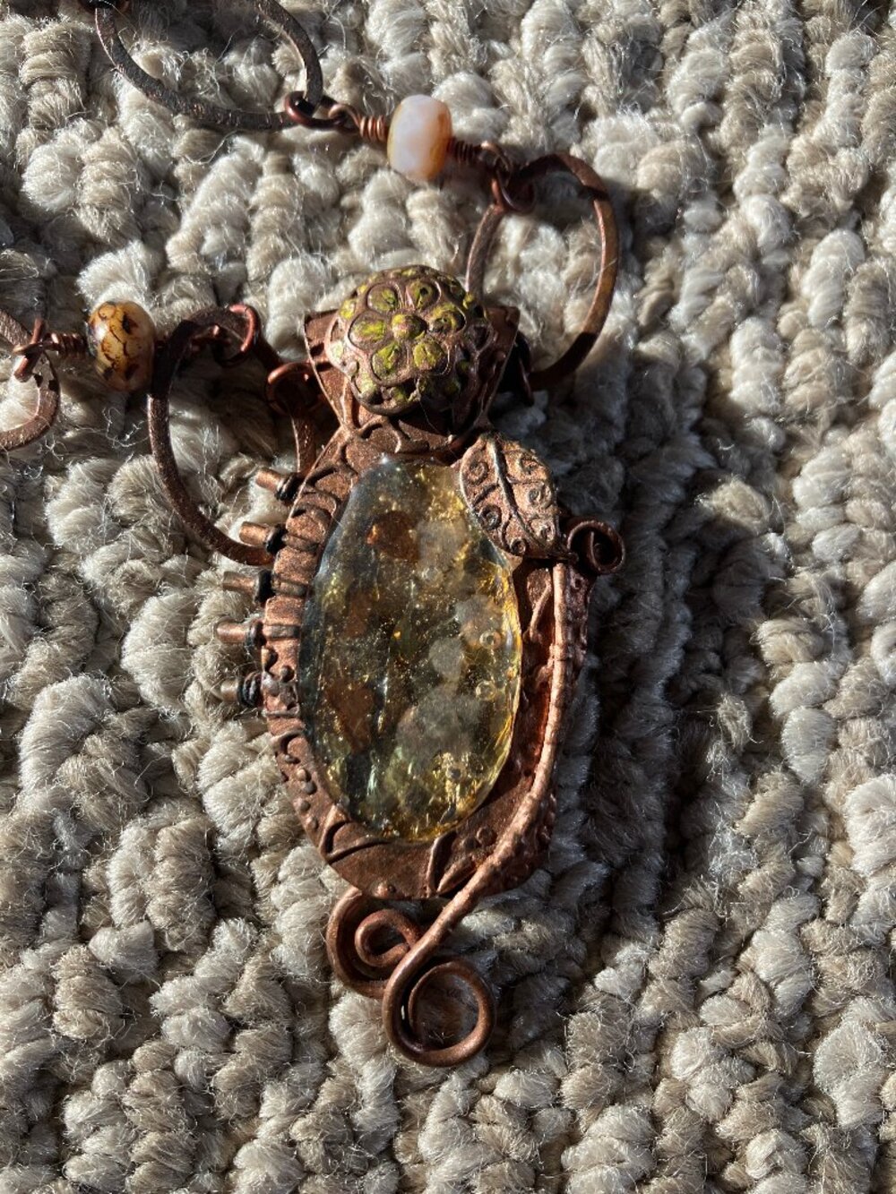 Rare Handmade Necklace Resin Copper Steampunk Artsy